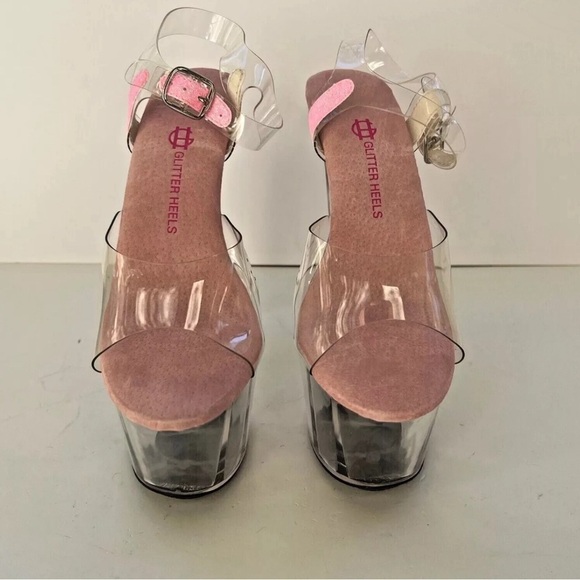 Glitter Heels 6.5" Stiletto Clear Platform
Pink Stripper Pole Dance Shoes - Picture 2 of 10